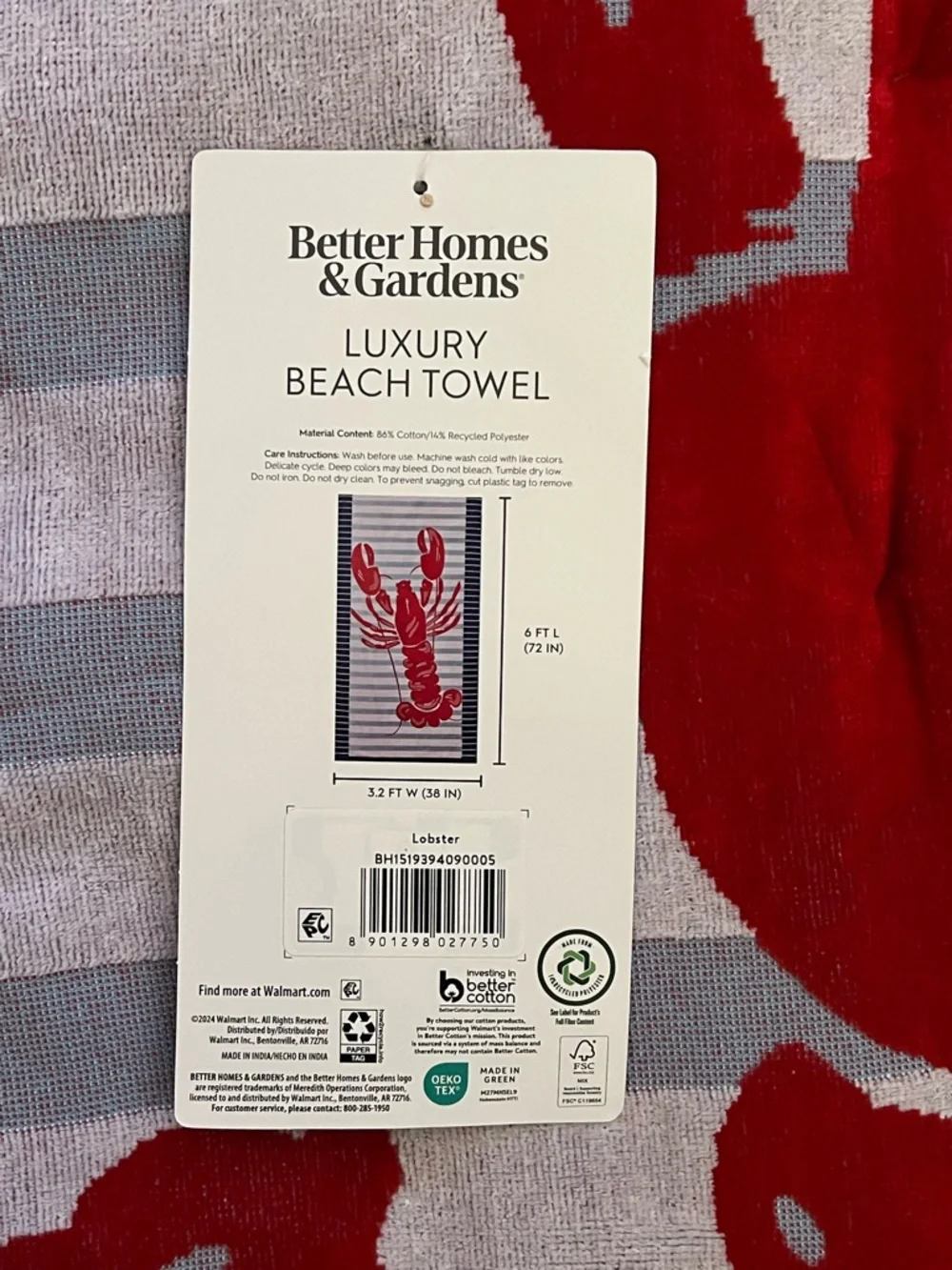 Oversized Luxury Lobster Beach Towel